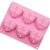 3D Heart 6 Cavity Silicon Mold - Pink